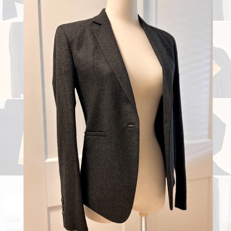 GUCCI喀什米爾西裝外套 深灰色女用外套 單排扣 近乎全新38 XS-6
