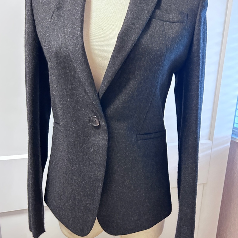 GUCCI喀什米爾西裝外套 深灰色女用外套 單排扣 近乎全新38 XS-9