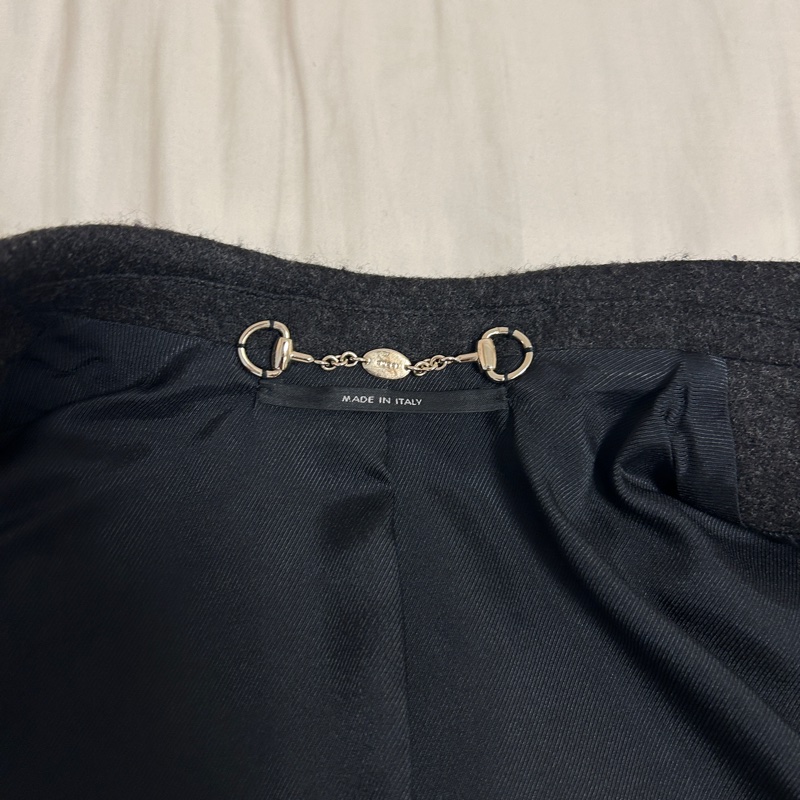 GUCCI喀什米爾西裝外套 深灰色女用外套 單排扣 近乎全新38 XS-12