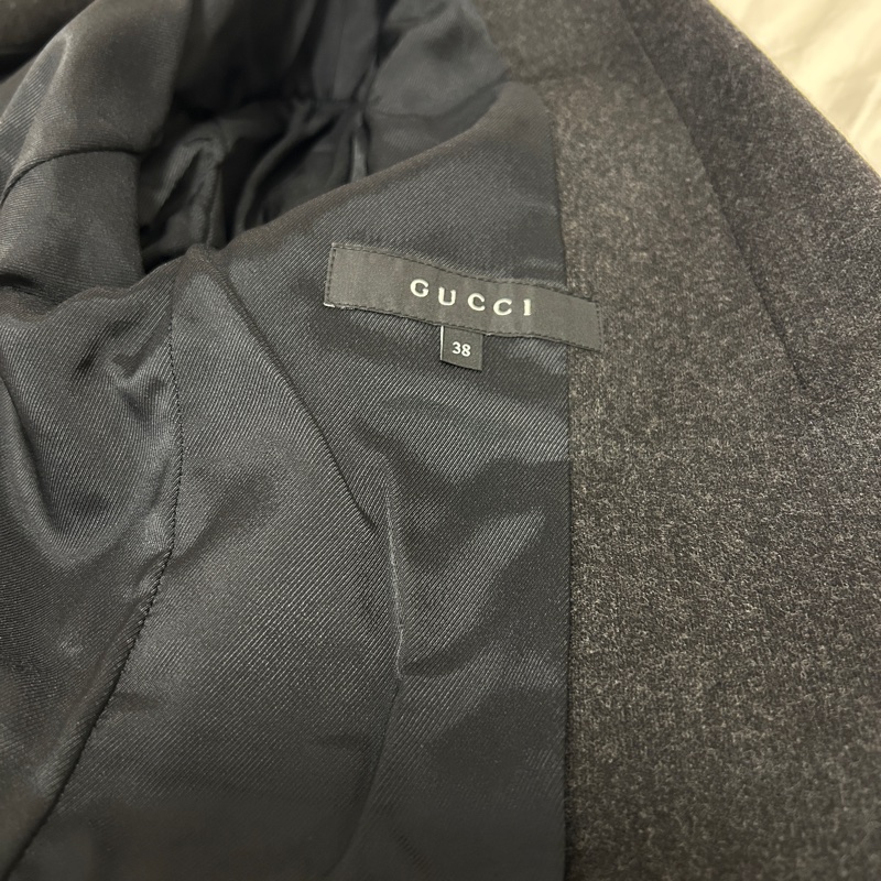GUCCI喀什米爾西裝外套 深灰色女用外套 單排扣 近乎全新38 XS-15