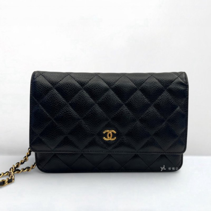 S5277-CHANEL 黑荔枝金扣WOC A33814-0