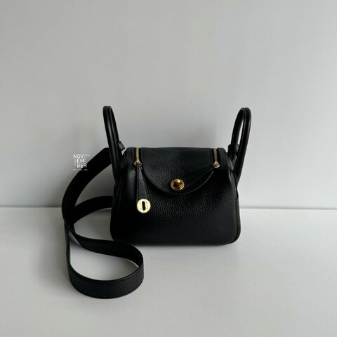 99新🆕 Hermès 愛馬仕 Mini Lindy 黑色金釦一代