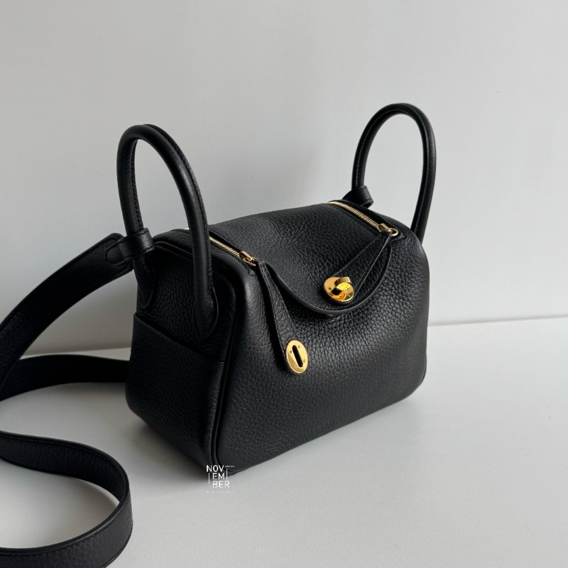 99新🆕 Hermès 愛馬仕 Mini Lindy 黑色金釦一代-1