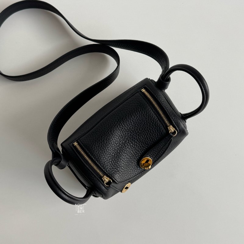 99新🆕 Hermès 愛馬仕 Mini Lindy 黑色金釦一代-2