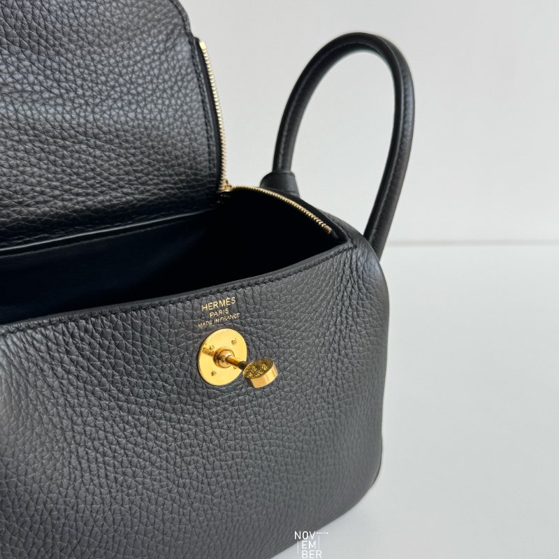 99新🆕 Hermès 愛馬仕 Mini Lindy 黑色金釦一代-3