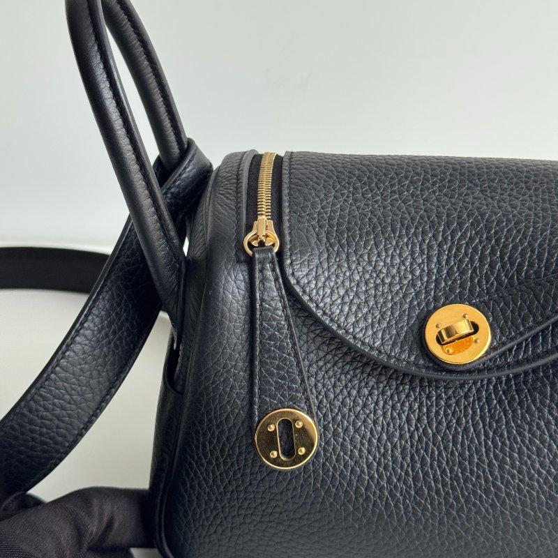 99新🆕 Hermès 愛馬仕 Mini Lindy 黑色金釦一代-6