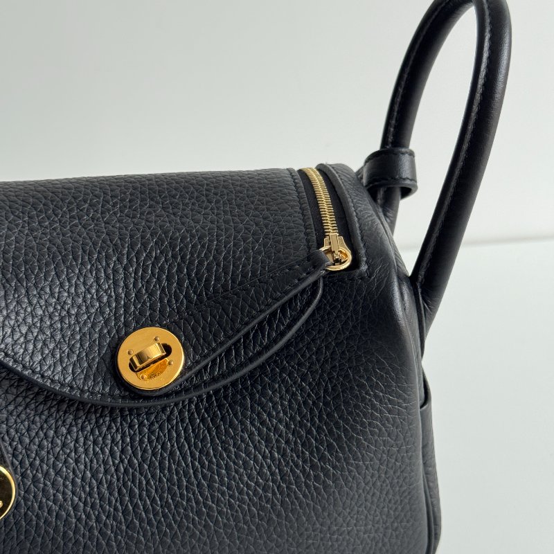 99新🆕 Hermès 愛馬仕 Mini Lindy 黑色金釦一代-7