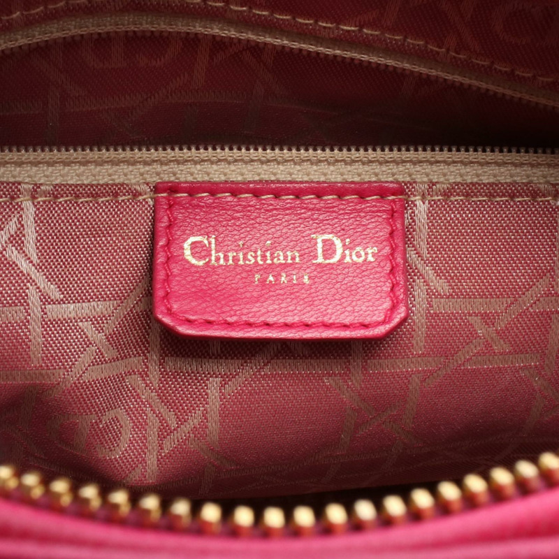 Christian Dior LADY DIOR 羊毛斜紋軟呢手提單肩包,紫紅色,二手-3