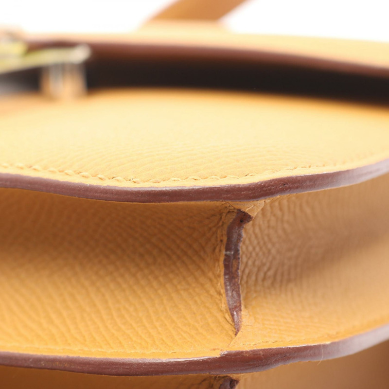 愛馬仕 Constance 3 24 肩背包,Epsom 皮革,棕色/檸檬綠/芝麻色,SHW,二手-7