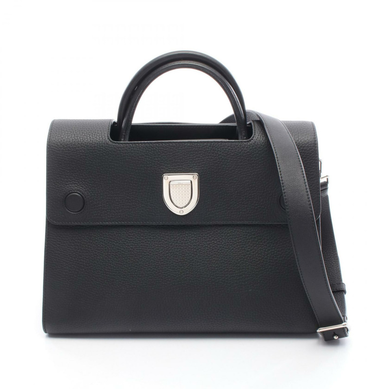 Christian Dior DIOREVER 黑色皮革肩斜背包，二手女款-0