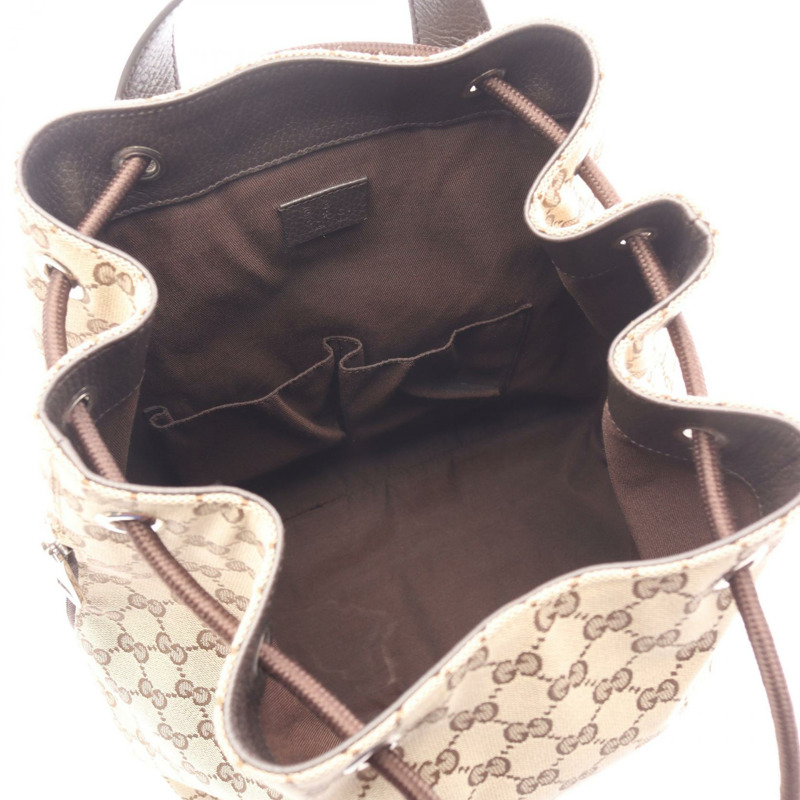 GUCCI 雙肩包 449175 帆布皮革 米色 棕色 二手 女款-2