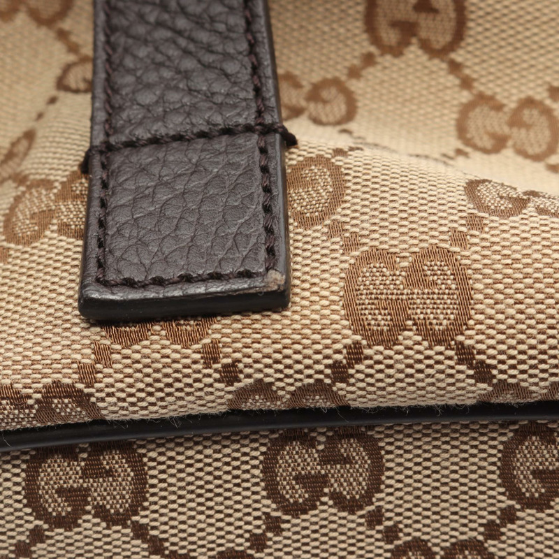 GUCCI 雙肩包 449175 帆布皮革 米色 棕色 二手 女款-8