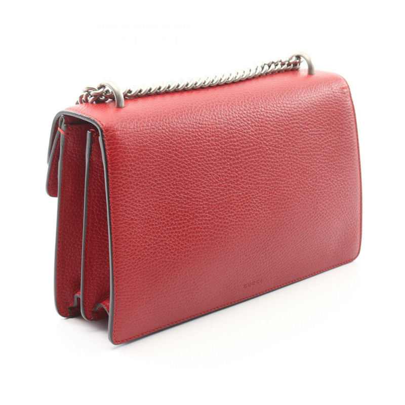 GUCCI Dionysus 鏈條單肩包 400249 皮革 紅色 二手 女士-1