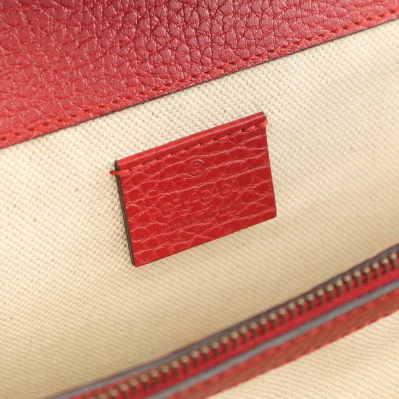 GUCCI Dionysus 鏈條單肩包 400249 皮革 紅色 二手 女士-3