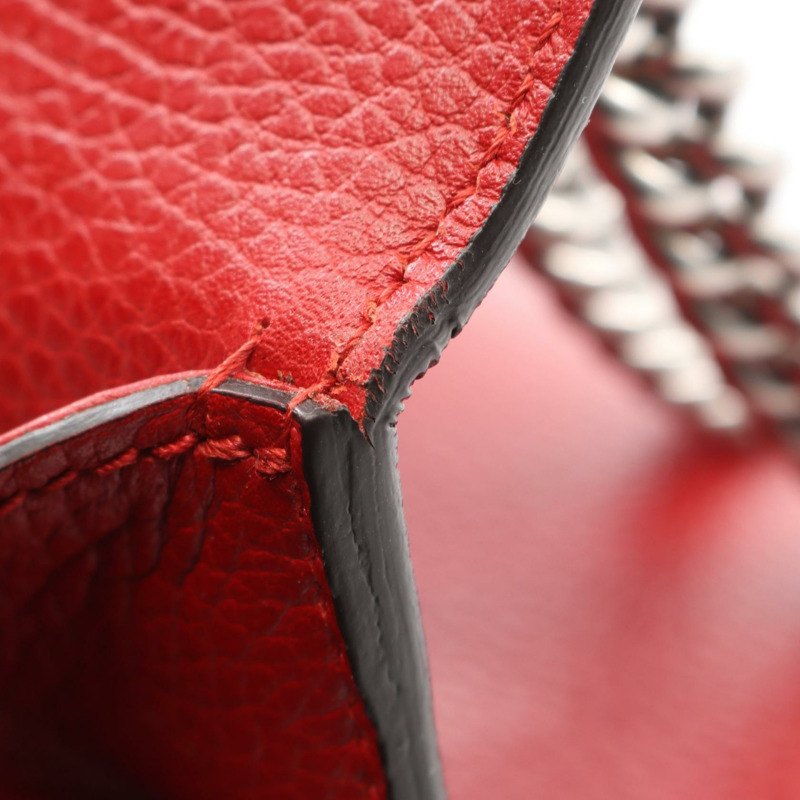 GUCCI Dionysus 鏈條單肩包 400249 皮革 紅色 二手 女士-6