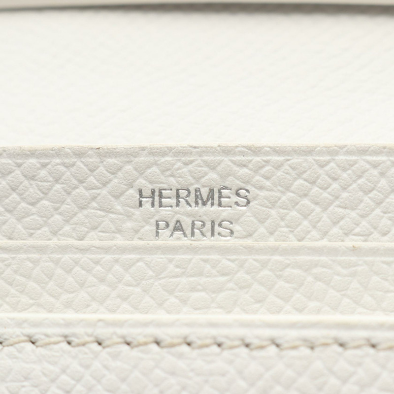 愛馬仕 Bearn Dupri 2PLIS 三折長皮夾,白色皮革,SHW 五金,二手 K-4