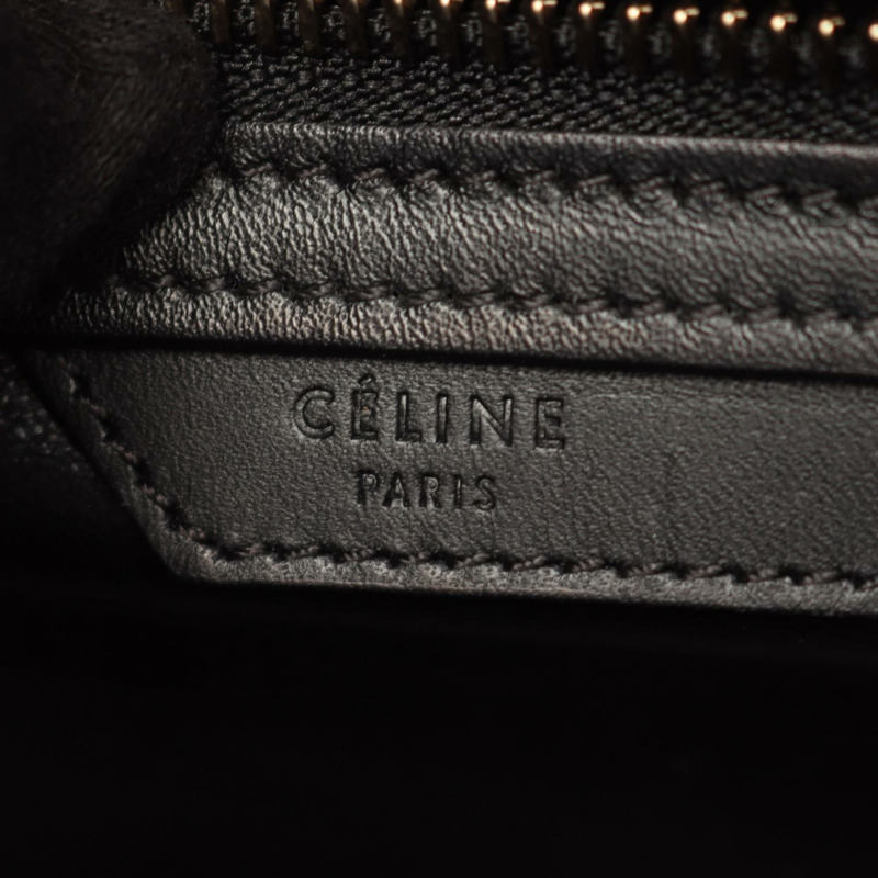 CELINE Luggage 迷你購物手提包,皮革材質,灰色/黑色,二手女款-3