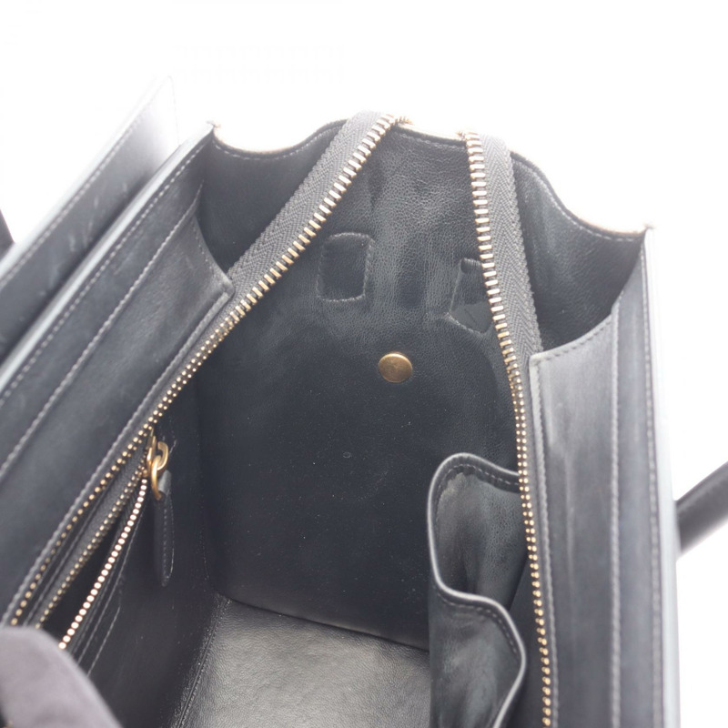 CELINE Luggage 迷你購物手提包,皮革材質,灰色/黑色,二手女款-4