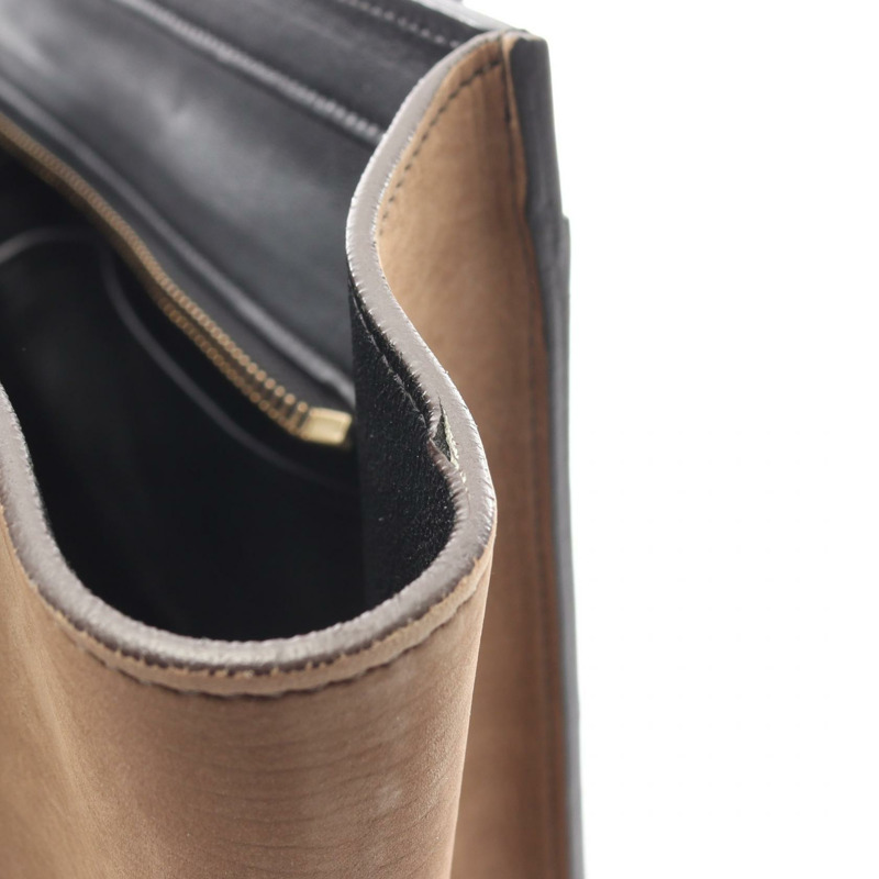 CELINE Luggage 迷你購物手提包,皮革材質,灰色/黑色,二手女款-6