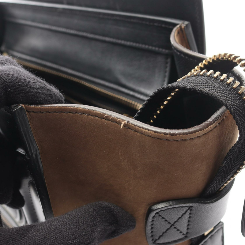 CELINE Luggage 迷你購物手提包,皮革材質,灰色/黑色,二手女款-7