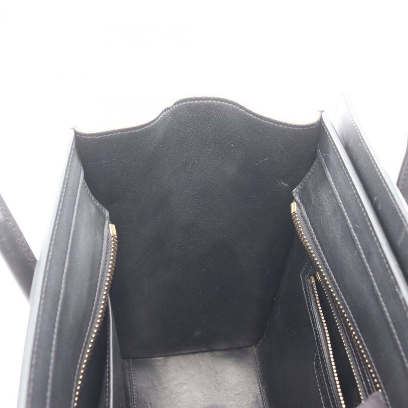 CELINE Luggage 迷你購物手提包,皮革材質,灰色/黑色,二手女款-13