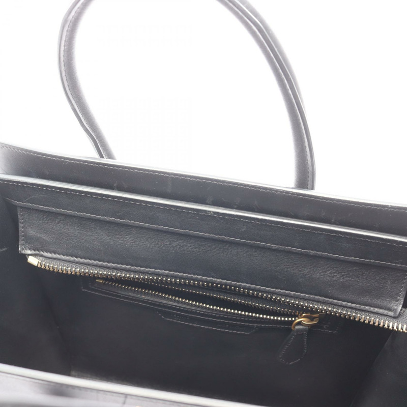 CELINE Luggage 迷你購物手提包,皮革材質,灰色/黑色,二手女款-14