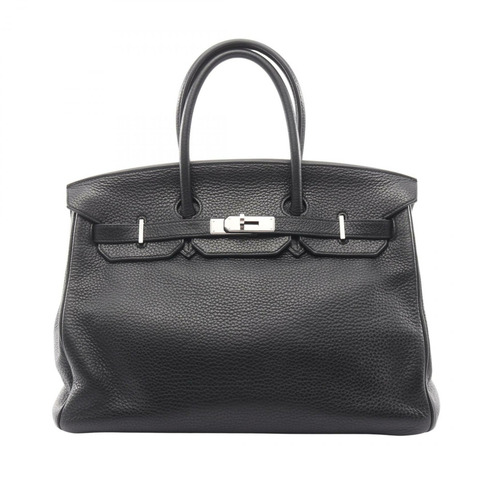 愛馬仕 Birkin 35 手提包 M 號 Clemence 皮革 黑色 SHW 二手女士
