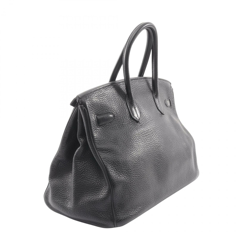 愛馬仕 Birkin 35 手提包 M 號 Clemence 皮革 黑色 SHW 二手女士-1