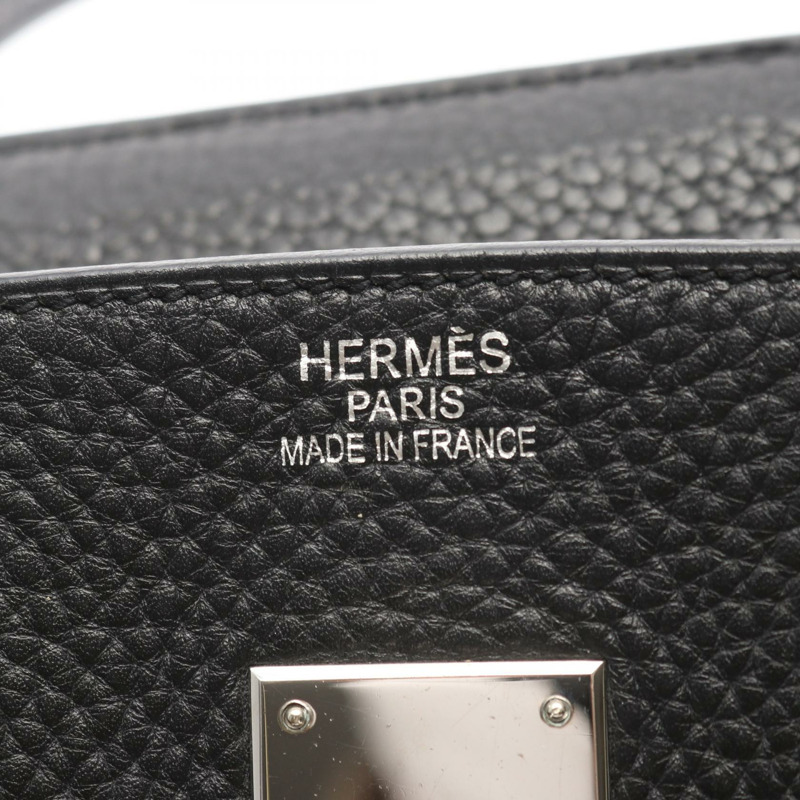 愛馬仕 Birkin 35 手提包 M 號 Clemence 皮革 黑色 SHW 二手女士-3