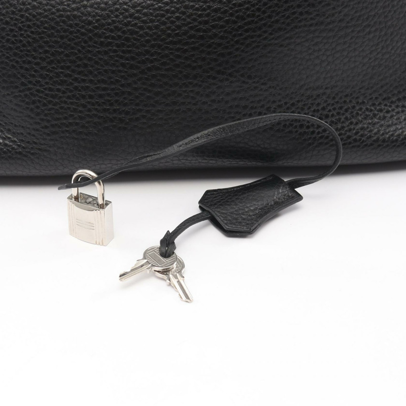 愛馬仕 Birkin 35 手提包 M 號 Clemence 皮革 黑色 SHW 二手女士-5