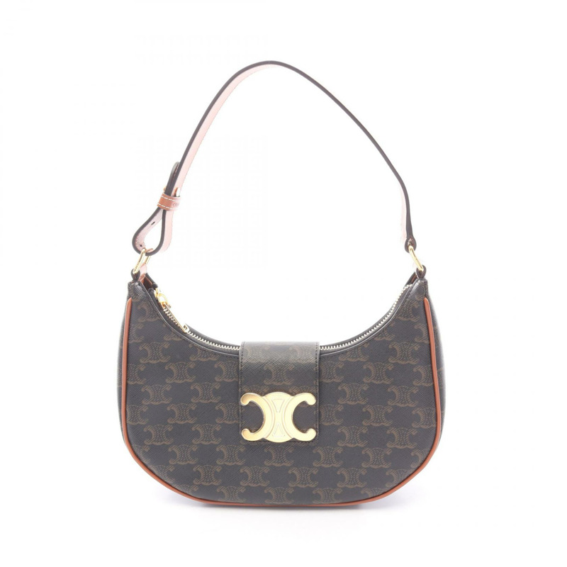 CELINE AVA Triomphe 中型單背包 114492BZJ.04LU 帆布皮革 二手-0