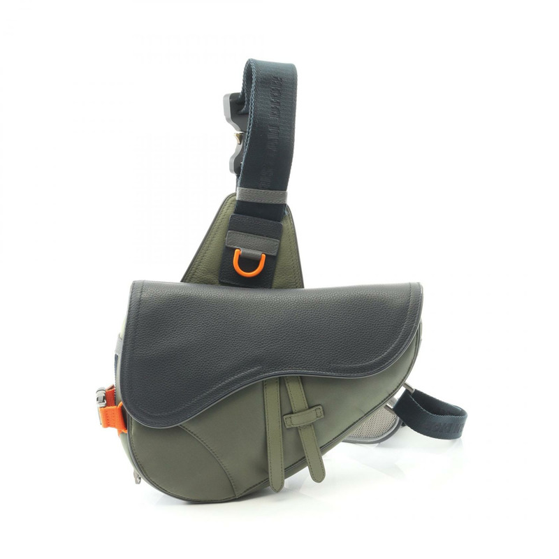 Christian Dior Sacai 馬鞍腰包 尼龍皮革 卡其色 海軍藍 橘色-0