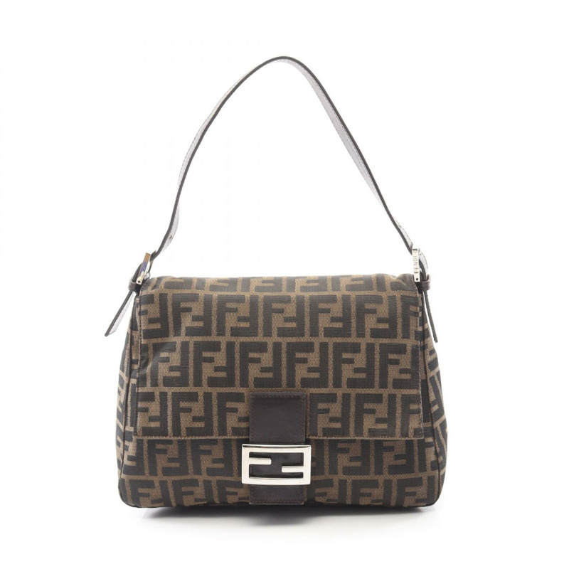 FENDI Mamma 水桶肩包 26325 帆布皮革棕色二手女款-0