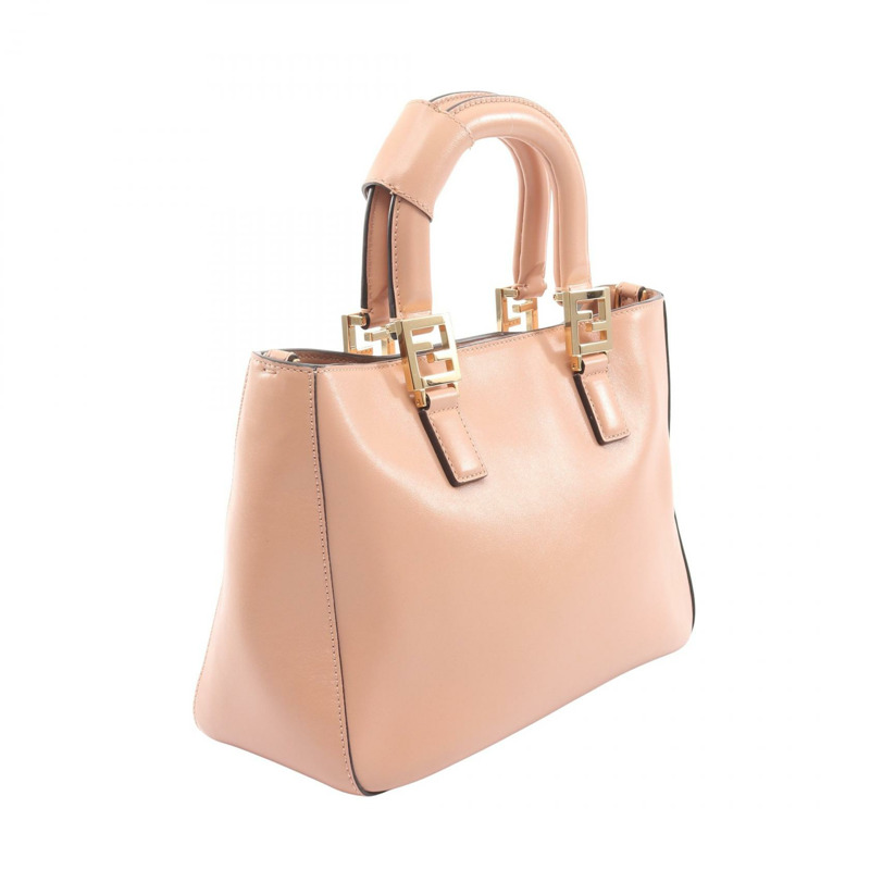 FENDI FF 托特小號肩斜背包 8BH367 粉紅皮革 二手 女士-1