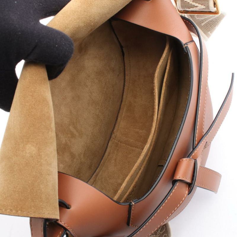 LOEWE Gate 小號單肩斜背包 A650T20 皮革棕色 二手 女士-2