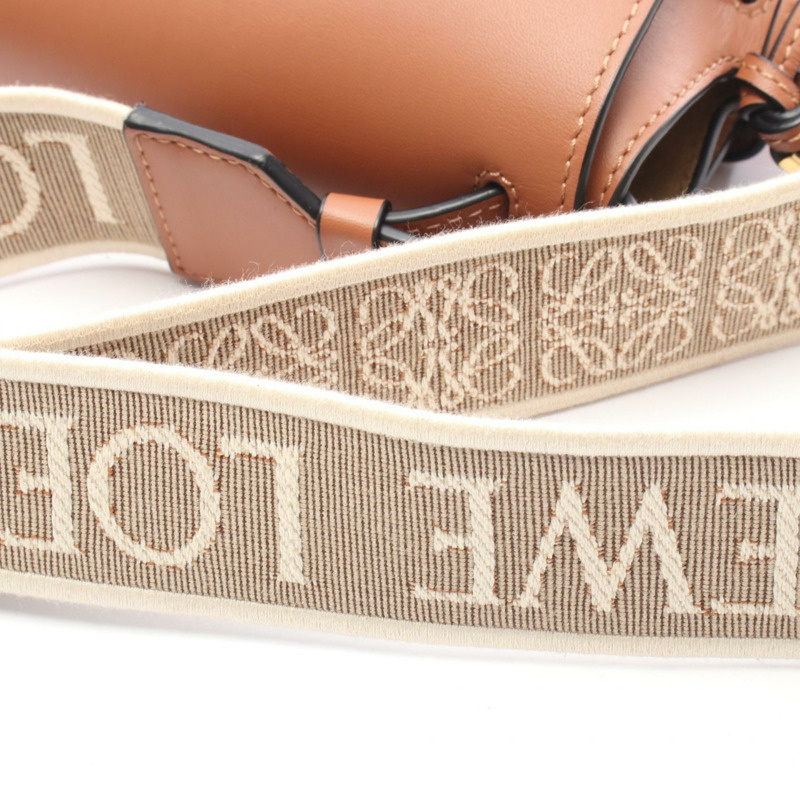LOEWE Gate 小號單肩斜背包 A650T20 皮革棕色 二手 女士-4