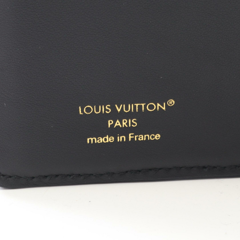 路易威登 Portefeuille Lou 雙折皮夾 M81599 Monogram 壓花黑色二手-4