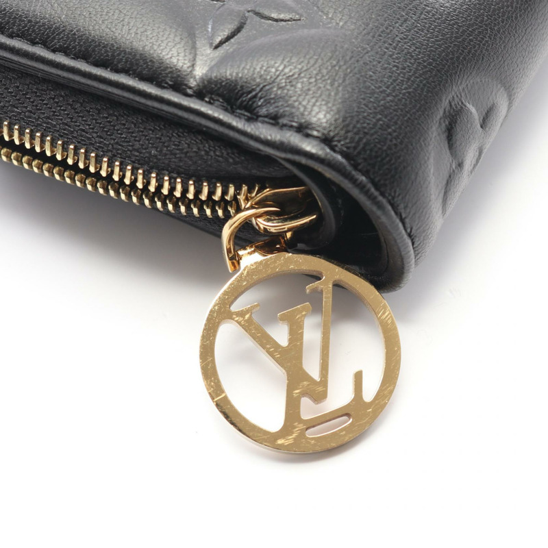 路易威登 Portefeuille Lou 雙折皮夾 M81599 Monogram 壓花黑色二手-6
