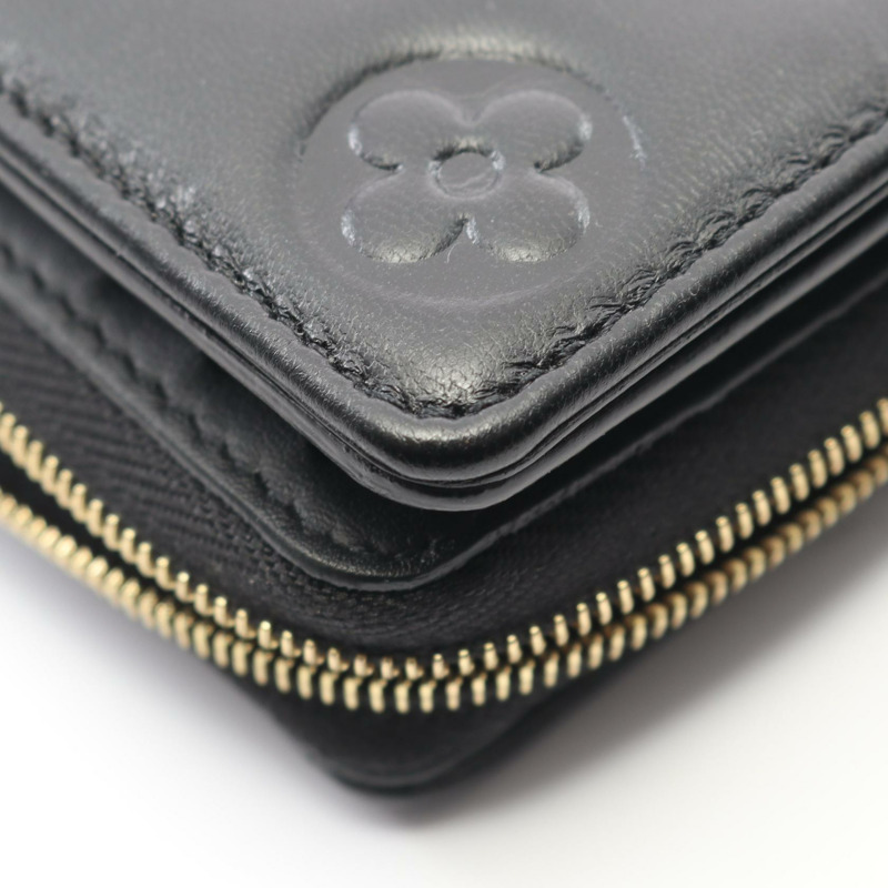路易威登 Portefeuille Lou 雙折皮夾 M81599 Monogram 壓花黑色二手-7