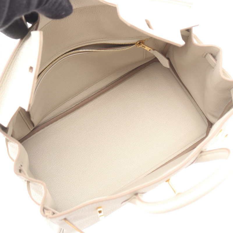 愛馬仕 Birkin 25 手提包 Togo 皮革 米色 Beton GHW 二手 女士 U-2