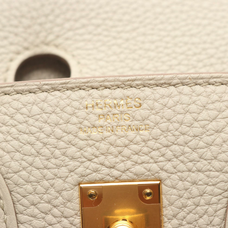 愛馬仕 Birkin 25 手提包 Togo 皮革 米色 Beton GHW 二手 女士 U-3