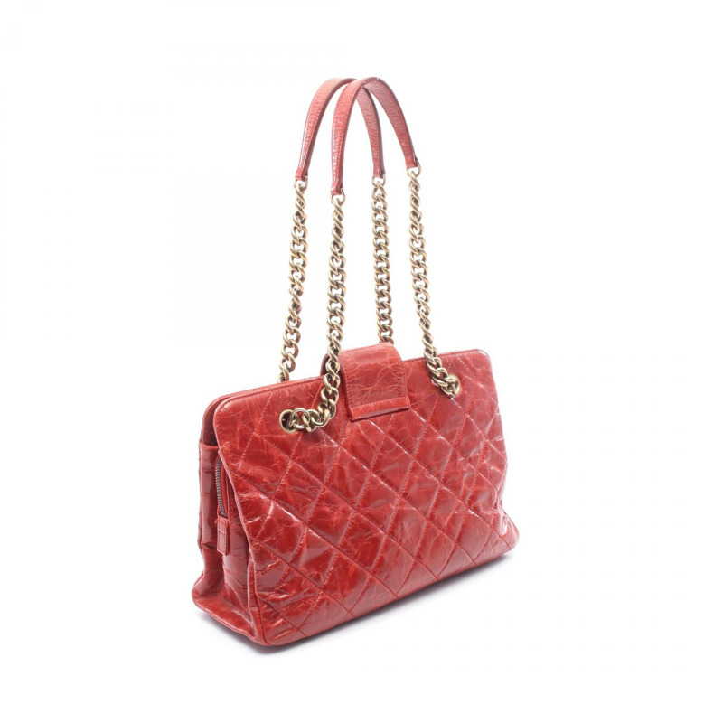 香奈兒 2.55 絎縫鏈條肩背手提包 小牛皮 紅色 二手 女士-1