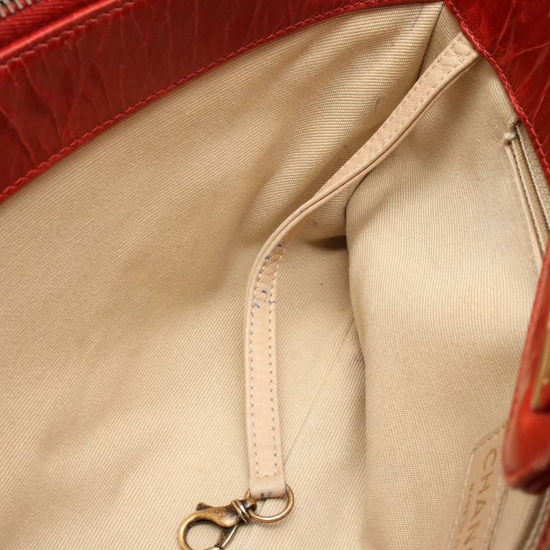 香奈兒 2.55 絎縫鏈條肩背手提包 小牛皮 紅色 二手 女士-6