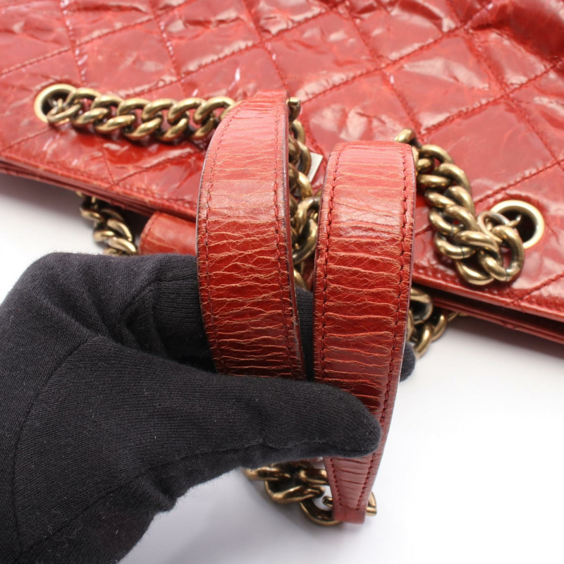 香奈兒 2.55 絎縫鏈條肩背手提包 小牛皮 紅色 二手 女士-8