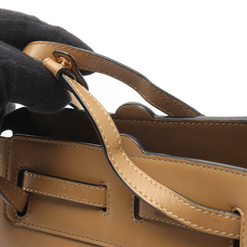 LOEWE LAZO MINI 肩背斜背包 皮革 米色 二手 女士-6