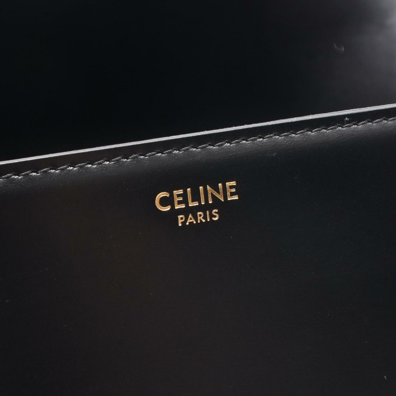 CELINE 經典 Triomphe 中型單肩斜背包 187363 黑色皮革 二手-3