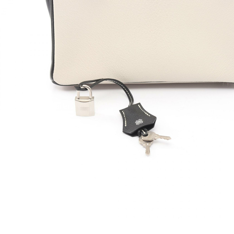 愛馬仕 Birkin 25 手提包,山羊皮,白色/黑色,二手,女士 K-5