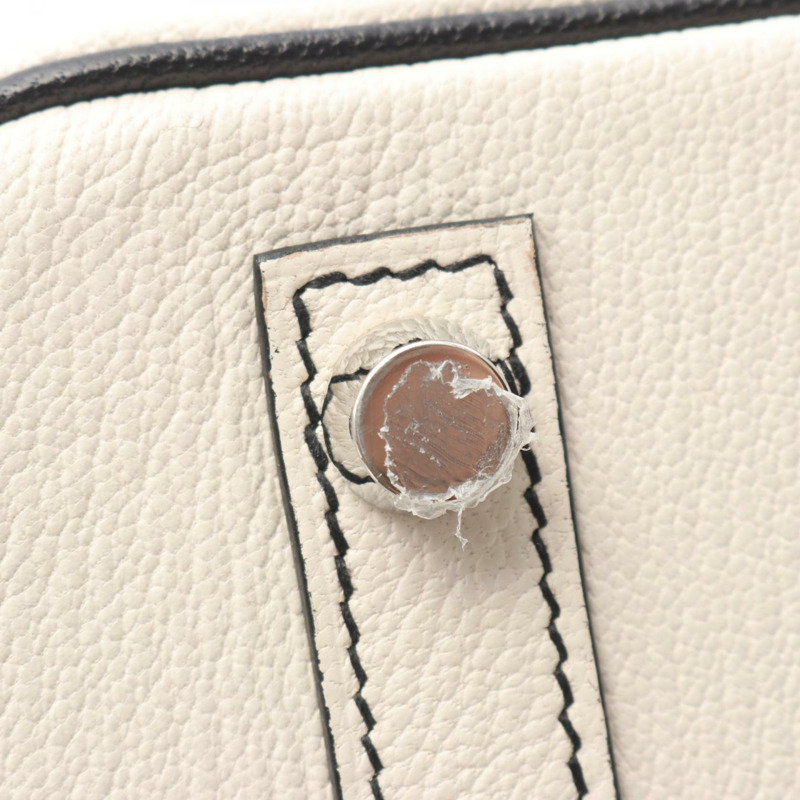 愛馬仕 Birkin 25 手提包,山羊皮,白色/黑色,二手,女士 K-6