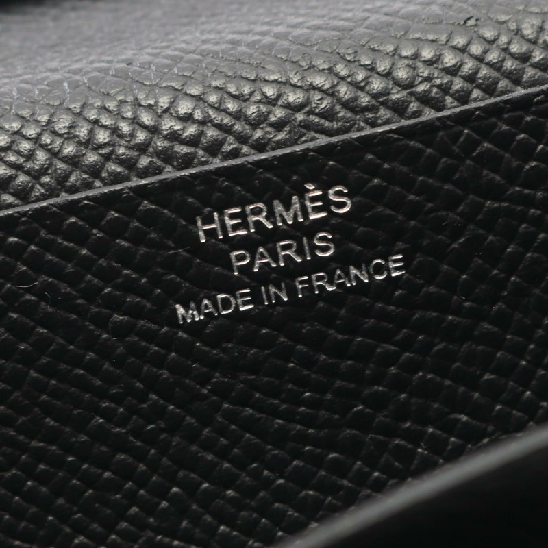 愛馬仕 Bearn Soufflet 雙折皮夾，Epsom 皮革，黑色，二手，女士款-4