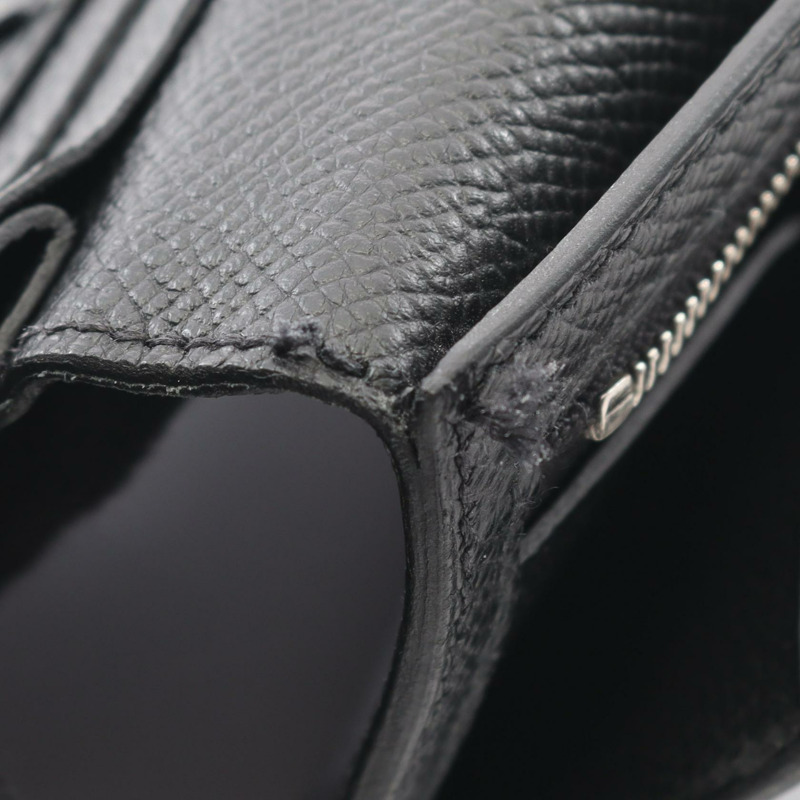 愛馬仕 Bearn Soufflet 雙折皮夾，Epsom 皮革，黑色，二手，女士款-8